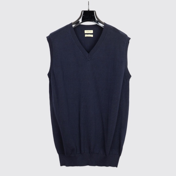 De Bonne Facture Sweater Vest Pullover Navy Blue Organic Cotton - Picture 1 of 3